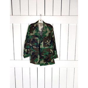 Army green jungle camo camouflage marines military field jacket small long